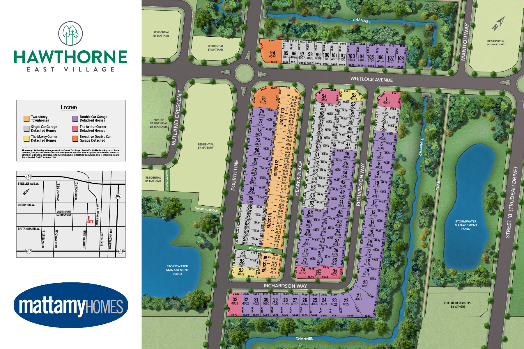 Hawthorne East Village Milton site plan by Mattamy Homes